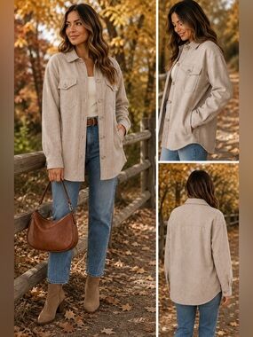 Gentle Fawn Kyleen Wool Blend Shacket Jacket Beige Size S Oversized